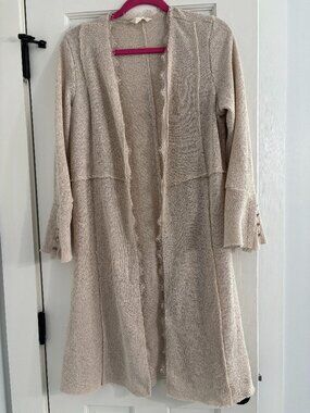 Linda Anderson Lace Trim Duster Cardigan - M
